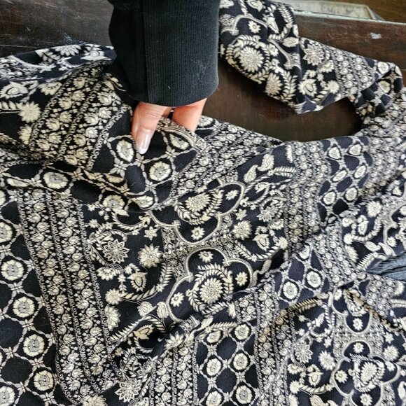 Free People Women's Blazer Jacket Flare Cardigan Black and White Floral size S - Picture 7 of 13